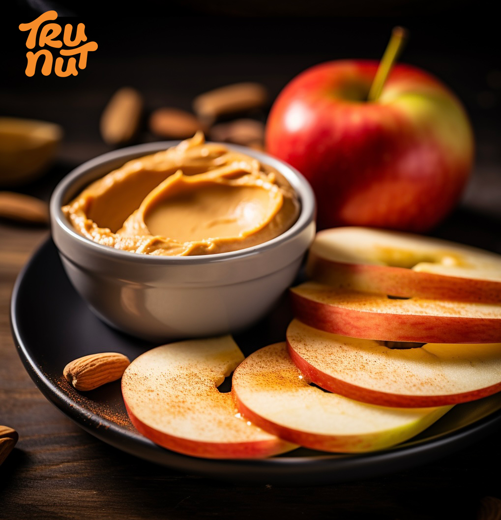 Apple slices with TRU-NUT peanut butter dip