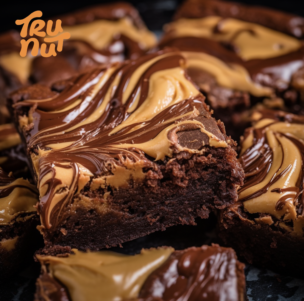 PB Swirl Fudge Brownies made with TRU-NUT peanut butter powder